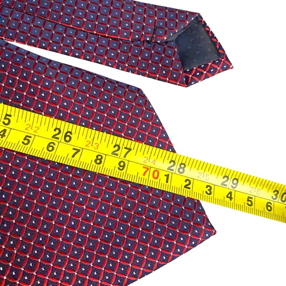 Kai Long Handmade Red White & Blue Dot Pattern 100% Silk Designer Tie - Picture 5 of 7